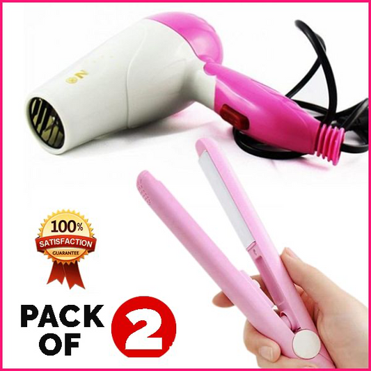 Pack Of 2 Combo Mini Hair Straightener And Hair Dryer